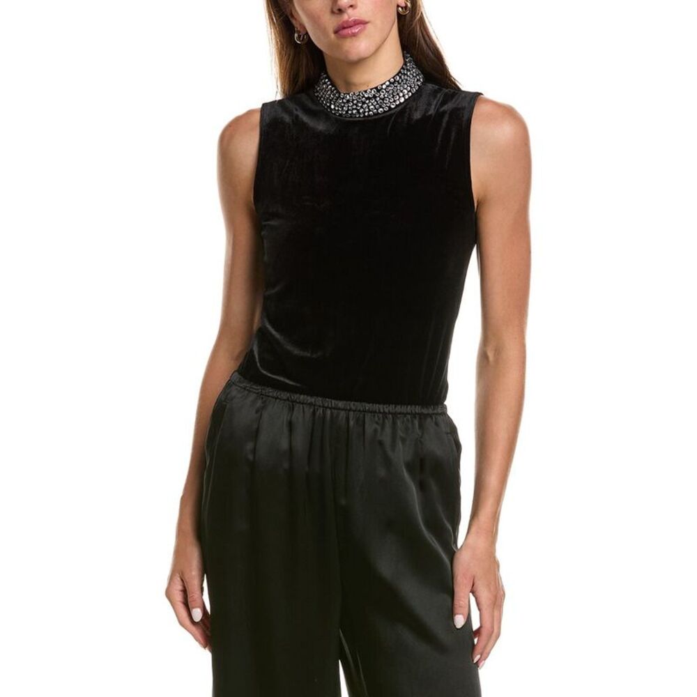 L’Agence Womens  Madelyn Mock Neck Top, Black